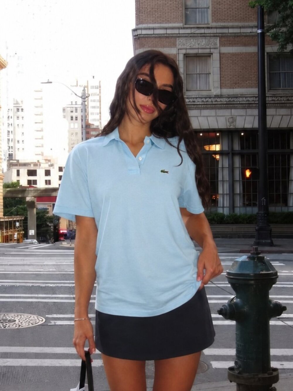 Lacoste Sky Blue Short Sleeve Polo Size UK 36 Cotton Quarter Button Up